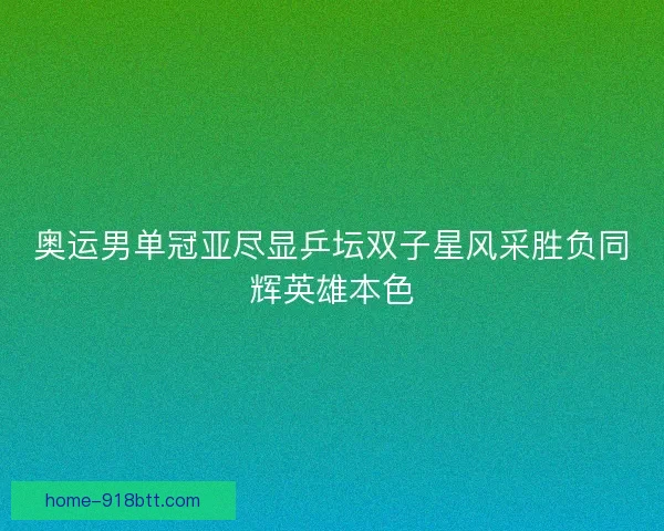 奥运男单冠亚尽显乒坛双子星风采胜负同辉英雄本色